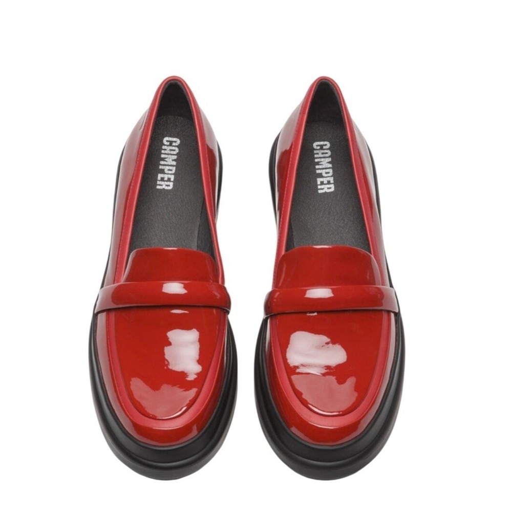 Camper Turtle Red Patent Leather Chunky Platform Loafers Size 37 US 7